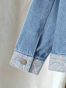 2pcs Young Girl Denim Jacket And Pants Set - Medium Wash - View 6