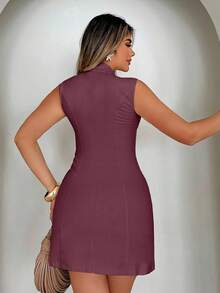 Ladies' Autumn Elegant And Elegant Old Money Style Metal Starfish Button Dress - Purple - View 2