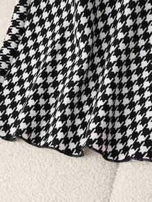 Franclia 女士秋冬日常通勤高领长袖修身衬衫和千鸟格中长裙两件套 - 黑色 - 查看 8