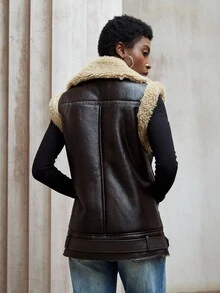 Aveloria Modichic New Fashionable Versatile Women Casual Loose Faux Fur Vest Jacket - Brown - View 6