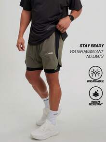 ARC Workouts Breathable And Move Freely Gym Essential Shorts With Hiden Zipper Pockets - Green - View 3