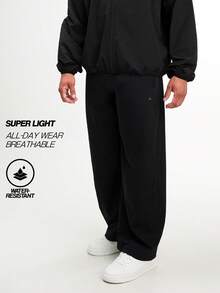 男士松紧腰口袋宽松休闲户外裤，黑色 - 黑色 - 查看 3