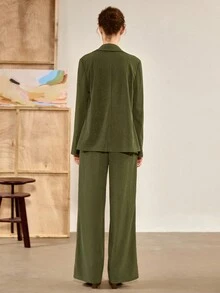 Florisole Women's Elegant Casual/Office Corduroy Long Sleeve Suit Set