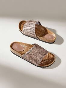 Solecia Dép đế bằng màu đen thời trang dành cho nữ, dép đi biển mùa hè - Cà phê nâu - Xem 6