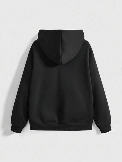 Goth sweat-shirt à capuche noir avec poche, graphique de rue mystérieux et sombre de la Vierge Marie gothique avec des vignes