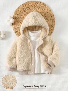 Cozy Pixies Baby Girl/Boy Thick Thermal Lined Hooded Long Sleeve Zip-Up Jacket, Warm Winter Coat - Apricot - View 5