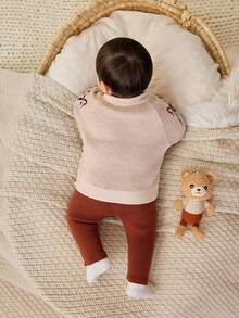 Cozy Pixies Newborn Baby Boy/Girl Cartoon Fox Pattern Crew Neck Long Sleeve Sweater And Elastic Waist Pants 2-Piece Set Fall Winter Baby Set Autumn Winter Season Baby Knitwear Baby Clothes Girl Fall Sweater Mocha Baby Clothes Baby Girl Brown Outfit