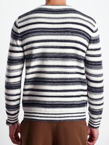Manfinity CityGents Men's Striped Crew Neck Long Sleeve Casual Sweater, Autumn/Winter - Multicolor - View 4