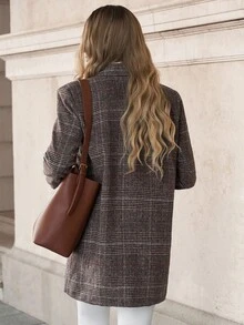 Solivie Women's Fashion Casual Plaid Single-Breasted Blazer In Autumn/Winter,Fall - Multicolor - View 2