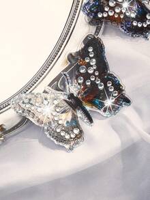 SpicyHot 1 对彩色、鲜艳、3D 蝴蝶水钻乳贴，女士内衣配饰