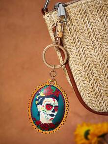 Frida Kahlo X SHEIN Móc khóa, Halloween, Ngày Lễ Người Chết, Ngày Lễ Người Chết, Bộ xương và hoa, Bộ xương, Cúc vạn thọ, Đầu lâu đường, Nến - Nhiều màu - Xem 4