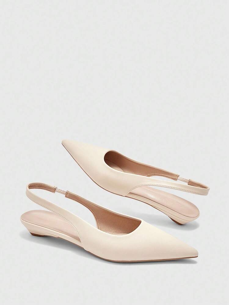 CUCCOO BIZCHIC Zapatos planos de mujer con puntera puntiaguda y tacón bajo, cómodos zapatos casuales de color albaricoque, adecuados para el trabajo y el transporte
