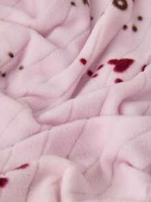 EURMUSE Women Pelush Fuzzy Fabric With Star&Polka Dot Pattern Belted Homewear Comfort Robe - Pink - View 6