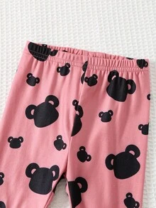 Cozy Pixies 2件套女婴卡通动物图案针织柔软圆领长袖卫衣和松紧腰保暖裤套装 - 彩色 - 查看 9