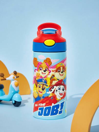 SHEIN | PAW Patrol 16 Oz / 500 Ml Stainless Cartoon Pattern Steel Insulated Leak-Proof With Straw Lid And Silicone Straw, Easy To Use For Boys And Girls, Perfect For Camping And School Use. Back To School