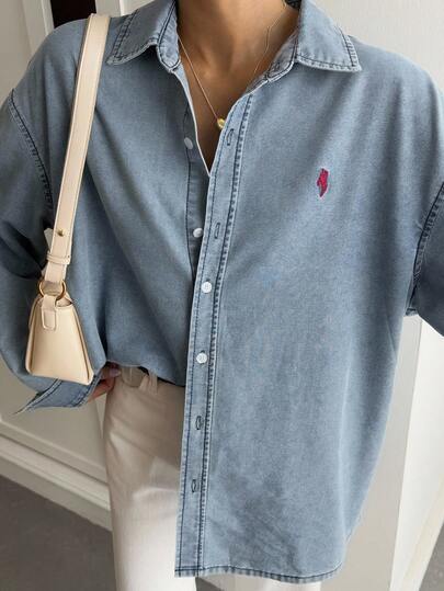 Livesso 女士复古休闲牛仔外套，秋季新品，牛仔夹克，秋季女装