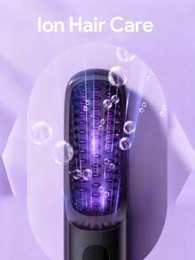 JMMO Cordless Hair Straightener Brush With LCD Display Temperature Adjustable, Portable Mini Straightening Brush For Travel, Negative Ion Hot Comb For Women Styling Hair Styler, Anti-Scald, Ceramic Coating - Black - View 4