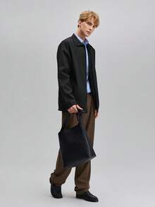 OFFICEAU 1pc Men's Casual Turndown Collar Jacket, Business Gentleman Casual Jacket Top For Spring & Autumn, Business Formal Style, Old Money