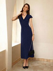 Cévolie Women's Elegant Polka Dot Dress, Summer