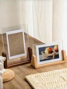 SURELIFE 1pc 6/7/8Inch Acrylic & Solid Walnut Wood Photo Frame Sign Holder Wood Base Table Menu Display Stand - Versatile Horizontal Or Vertical Display, Perfect For Home Decor & Gifts Deotative - Multicolor - View 1