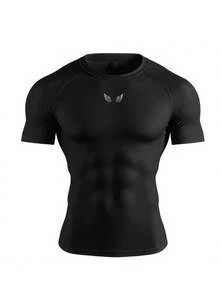 Manfinity Sport PWRUP Men's Wing Print Raglan Short Sleeve Daily Fitness Sports T-Shirt Workout Clothes Running Tees & Tanks Workout Tops Gym Top Compression Shirt Breathable Fitted Shirt Crew Neck