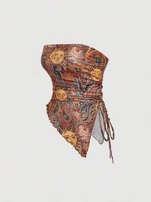 SHEIN MOD 3pcs Women Drawstring Design Ruched Fashionable Tube Top, Halloween Costumes, Vacation Women, 2000s , Costume - Multicolor - View 11