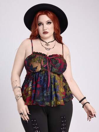 EDITION Top da donna oversize con taglio e sfumature, dal motivo bohémien vacanziero e farfalla, in stile hippie