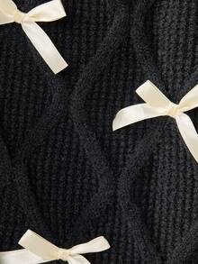 Franclia Plus Size Women Elegant Sweet Bow Knit Sweater Vest, Autumn/Winter New Casual Sleeveless V-Neck Layered Cardigan Pullover Bow Clothes Bows On Clothes Vest Shirt Sweater Vest Women Black Vest Women