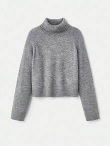 lacRébo Loose Fit Boxy Knit Turtle Neck Jumper Spring Women Clothes Spring Outfits Spring Women Clothes Spring Summer Going Out Outfits - Grey - View 7