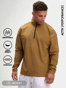 Camiseta de manga larga con estampado de letras para hombre para actividades al aire libre - Marrón - Ver 1