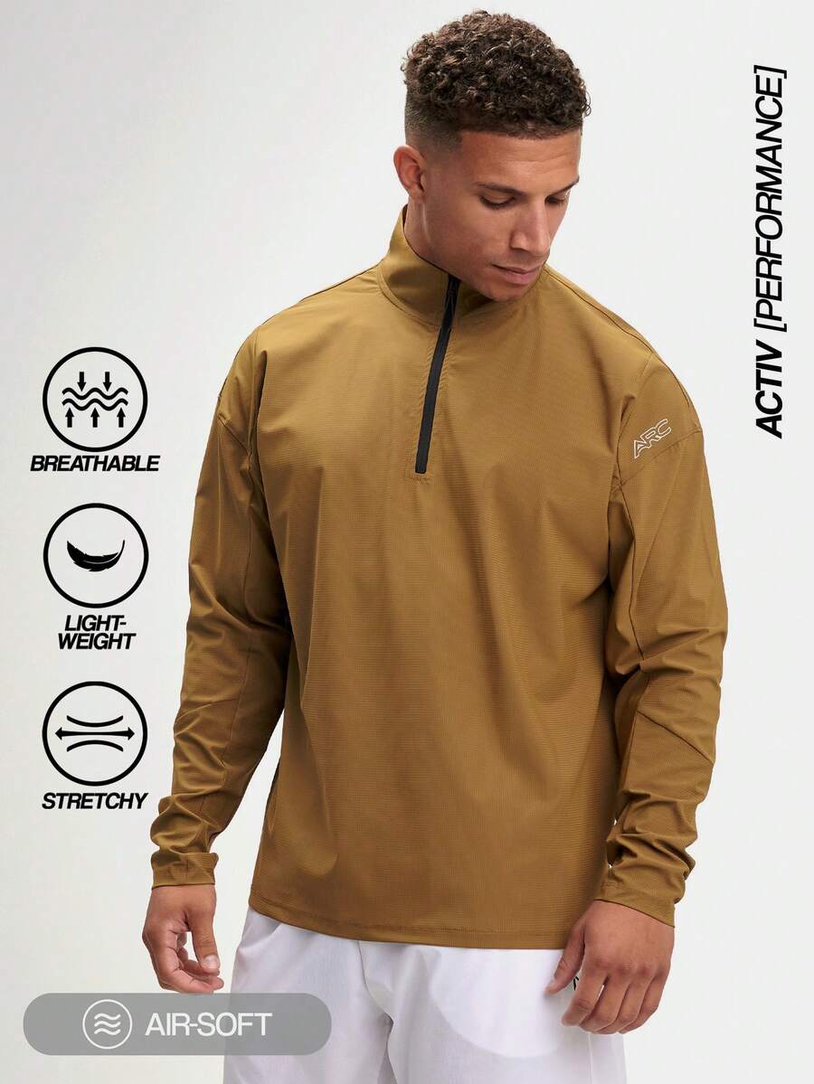 Camiseta de manga larga con estampado de letras para hombre para actividades al aire libre - Marrón - Ver 1