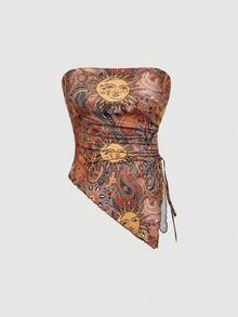 SHEIN MOD 3pcs Women Drawstring Design Ruched Fashionable Tube Top, Halloween Costumes, Vacation Women, 2000s , Costume - Multicolor - View 13