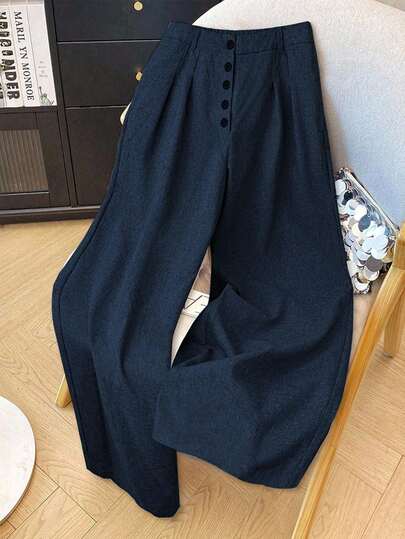 Franclia 大码女士商务/休闲宽松阔腿修身长款西装裤