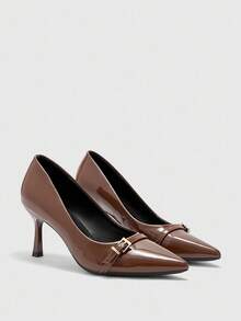 CUCCOO BIZCHIC Coffee Color Women's High Heel Pumps, Sexy Stiletto Pointed Toe Shoes For Outdoor, Commute, Party, Banquet For Christmas Spring Shoes - Coffee Brown - View 6