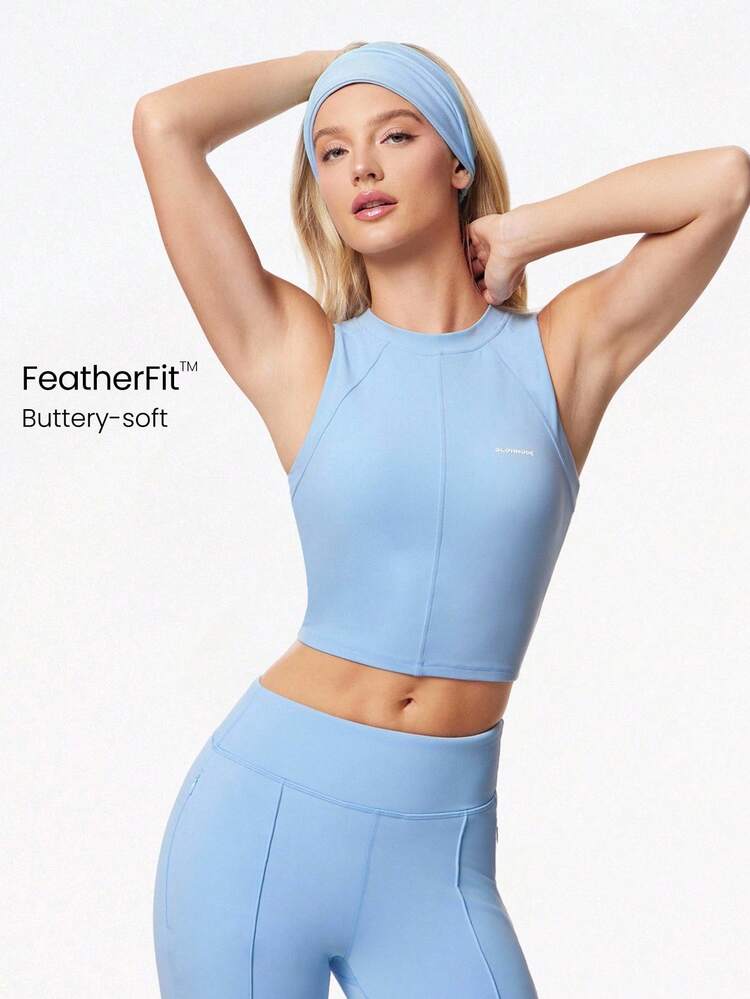 FeatherFit™ Active Edge Soft Dehnbar Schweißableitend Nahtdetails Abnehmbare Cups Rundhals Active Tank Top Geringer Aufprall Täglicher Lässig Yoga Active Wear