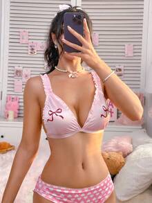 Pink Vacation Style Silky Smooth Sensual Bra - Pink - View 5