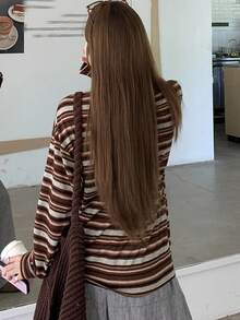 DAZY Casual Striped T-Shirt For Women, New Autumn Collection Long Sleeve Top