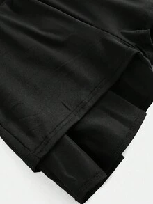Girlism 少女休闲纯色蛋糕裙，休闲校园运动街头时尚/秋冬、圣诞节、新年快乐 - 黑色 - 查看 4