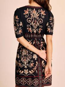 CAJUNI 女士休闲度假花卉印花短袖迷你连衣裙 - 约会装 - 外出装 - 音乐节 - 彩色 - 查看 8