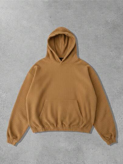 Street Life sweat-shirt à capuche texturé côtelé pour hommes, convient pour l'automne/l'hiver