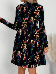 EMERY ROSE Women's Floral Print Long Sleeve Casual Short Dress For Vacation