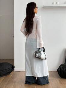 Coolane 女士秋季/四季皆宜的锐舞文艺复兴集市嬉皮音乐节辣妹网纱吊带荷叶边缎带长外套 - 白色 - 查看 6