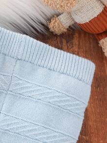 两件套男婴/女婴针织毛衣和裤子套装，圆领长袖套头衫，扭绳设计，时尚百搭，适合日常穿着、休闲装、居家装、户外装、旅行装，蓝色和浅蓝色 - 藍色 - 查看 5