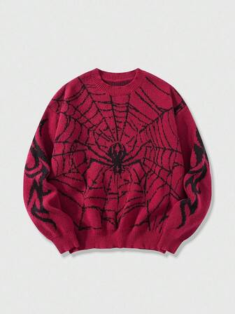 Street Life Men's Fashionable Spider Web Jacquard Knit Sweater, Autumn/Winter