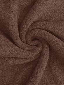 SHEIN 孕妇纯色圆领长袖上衣和可调节腰部保暖内衬打底裤套装，秋冬 - 咖啡棕 - 查看 7