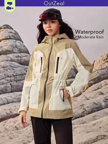 OutZeal Women Shell Jacket Hiking Camping Water-Resistant Windproof Drawstring Waist Multi Pocket Hooded Coat Outdoor Jacket Spring Fall - Multicolor - View 12