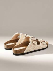 Solecia 女士时尚平底凉鞋，夏季沙滩度假户外拖鞋 - 杏色 - 查看 4