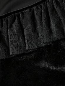 SHEIN MOD 女士黑色丝绒喇叭袖连衣裙，冬季女装，秋季女装，万圣节服装，圣诞节服装，感恩节服装，派对礼服，奢华晚礼服，吸血鬼连衣裙，哥特式连衣裙，派对礼服，圣诞连衣裙，万圣节连衣裙，黑色丝绒连衣裙，哥特式服装 - 黑色 - 查看 6