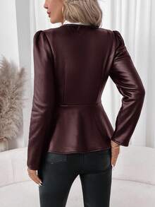 SHEIN Clasi Áo khoác dày lót da và lông thú giả dành cho nữ, thích hợp cho việc đi làm, đi chơi và tụ tập vào mùa đông - Màu Tím - Xem 2