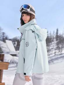 In My Nature 女士字母印花长袖休闲连帽户外风衣夹克 - 淺藍色 - 查看 4